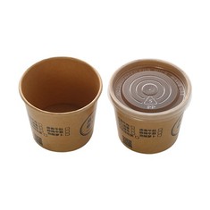 12オンス クラフト スープカップ PS蓋付き
